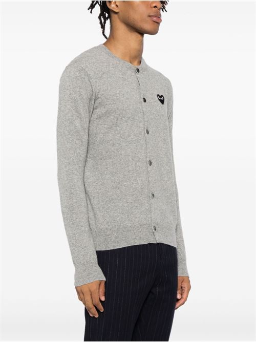 Cardigan con emblema a cuore nero COMME DES GARÇONS PLAY | AXN0230512LIGHTGREY